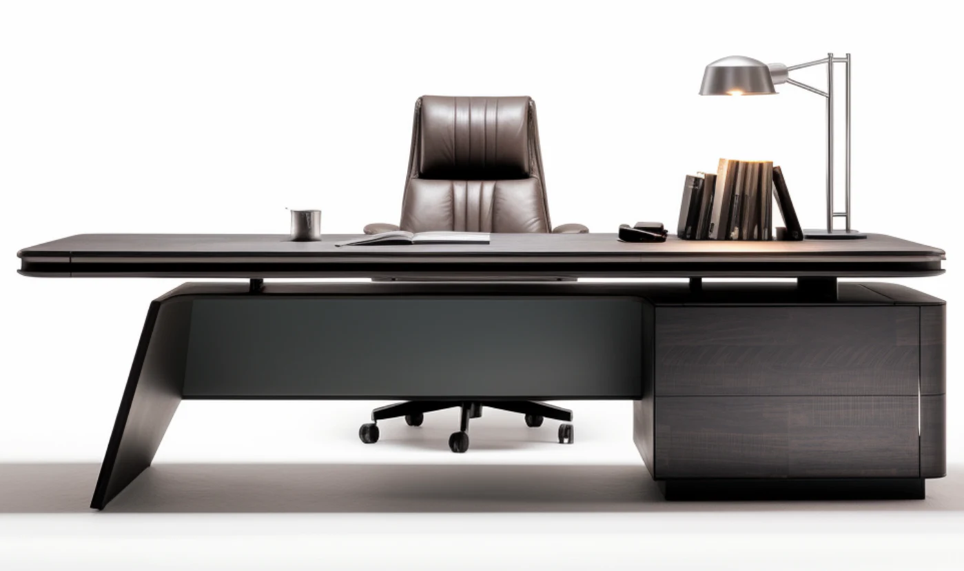 Rvvardé executive desk EOF-004 with leather chair and task lamp